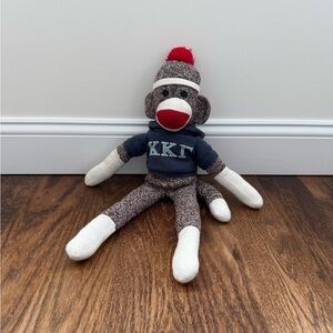 Vintage Kappa Kappa Gamma Sock Monkey Plush with Red Hat and Blue Sweater